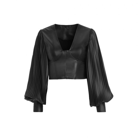 GUESS LS LANI PLEATED PU TOP ΜΠΛΟΥΖΑ ΓΥΝΑΙΚΑ GUESS LS LANI PLEATED PU TOP ΜΠΛΟΥΖΑ ΓΥΝΑΙΚΑ
