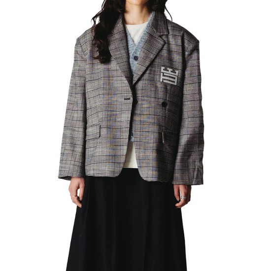 WOODBIRD WBYun Check Blazer BLACK-GREY FEMALE