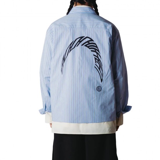 WOODBIRD WBBuzo Warp Stripe Shirt BLUE-WHITE