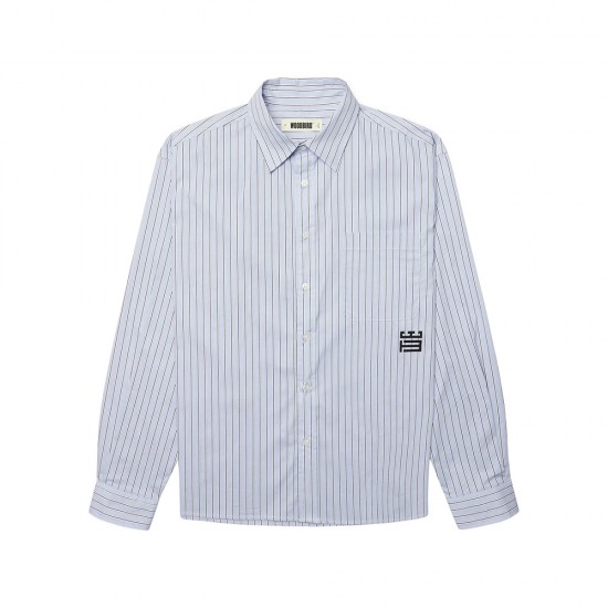 WOODBIRD WBBuzo Warp Stripe Shirt BLUE-WHITE