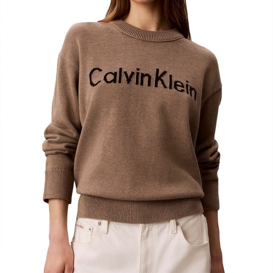CALVIN KLEIN CONTRAST LOGO LS SWEATER