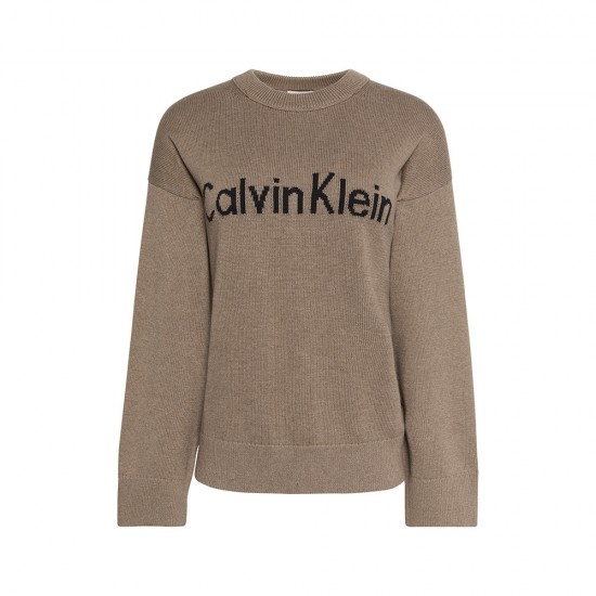 CALVIN KLEIN CONTRAST LOGO LS SWEATER