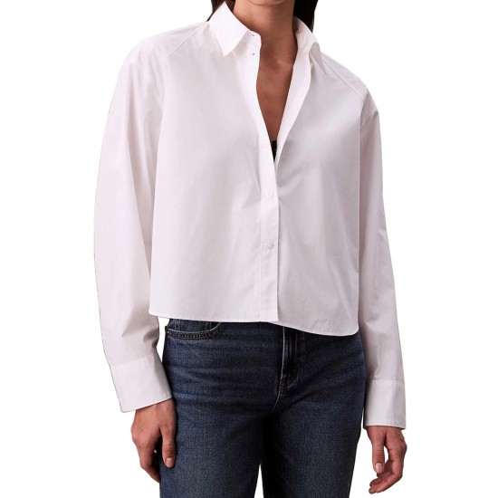 CALVIN KLEIN SOLID BOXY CROPPED SHIRT