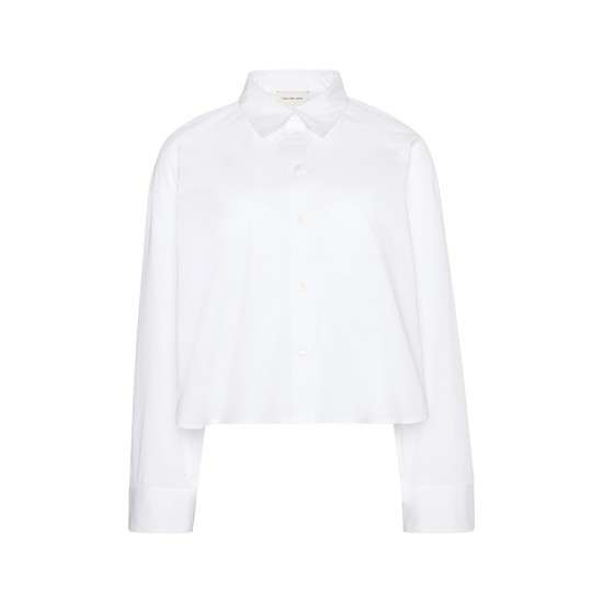 CALVIN KLEIN SOLID BOXY CROPPED SHIRT