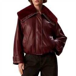 CALVIN KLEIN FAUX LEATHER SHORT FILLED BOMBER ΓΥΝ