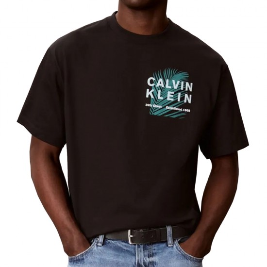 CALVIN KLEIN SS RLXD 16S CALVIN RSRT PALM GRA TEE