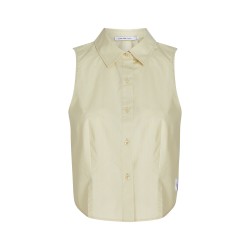 CALVIN KLEIN WOVEN LABEL SLEEVELESS SHIRT