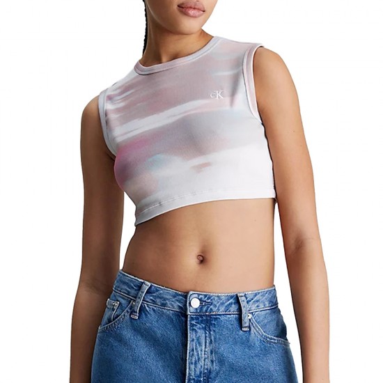 CALVIN KLEIN AOP CROPPED TANK TOP