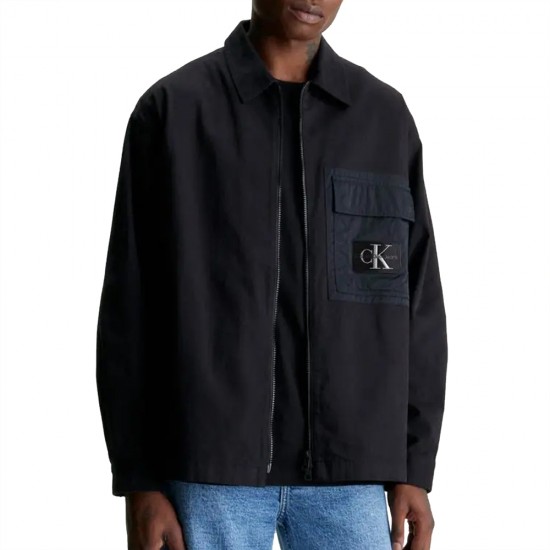 CALVIN KLEIN MIX MEDIA ZIP THROUGH OVERSHIRT