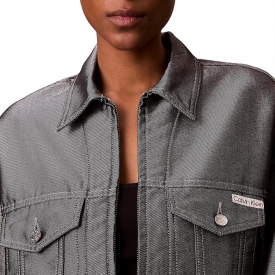 CALVIN KLEIN DENIM BOMBER JACKET DENIM SHINE