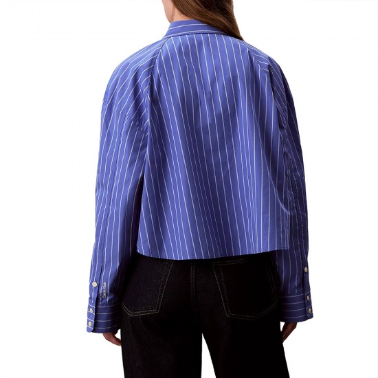 CALVIN KLEIN YD STRIPE BOXY CROPPED SHIRT