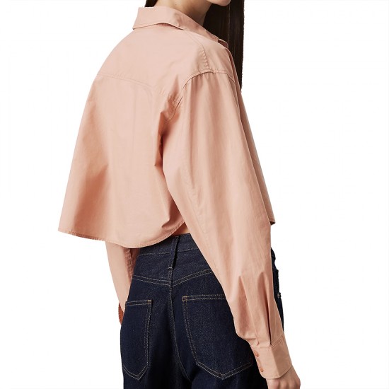 CALVIN KLEIN WOVEN LABEL CROPPED SHIRT CALVIN KLEIN WOVEN LABEL CROPPED SHIRT