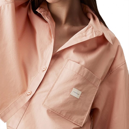 CALVIN KLEIN WOVEN LABEL CROPPED SHIRT CALVIN KLEIN WOVEN LABEL CROPPED SHIRT