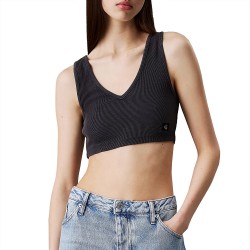 CALVIN KLEIN WASHED WOVEN LABEL RIB BRALETTE