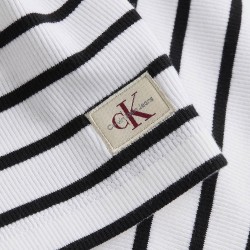 CALVIN KLEIN WOVEN LABEL RIB SLEEVELESS DRESS