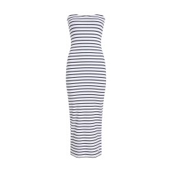 CALVIN KLEIN WOVEN LABEL RIB SLEEVELESS DRESS