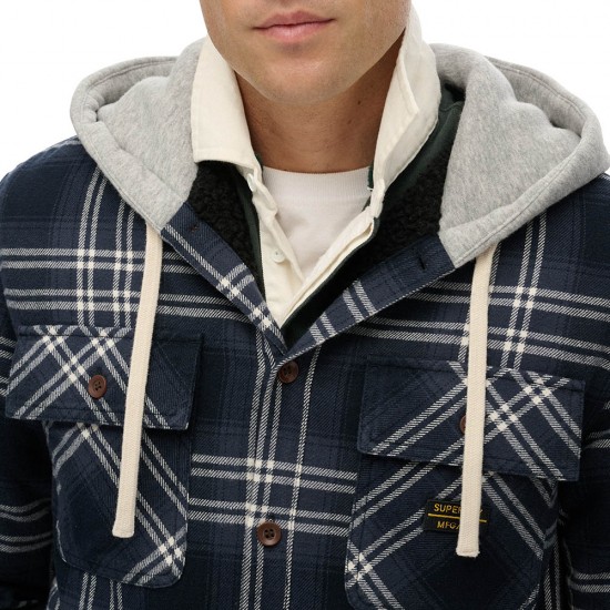 D2 OVIN SURPLUS HOODED CHECK SHIRT ΠΟΥΚΑΜΙΣΟ ΑΝΔΡΙ
