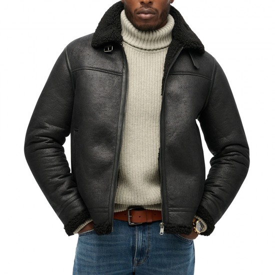 FAUX SHEARLING AVIATOR JACKET ΜΠΟΥΦΑΝ ΑΝΔΡΙΚΟ