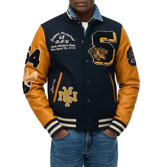 D1 OVIN VINTAGE PATCHED VARSITY JKT ΜΠΟΥΦΑΝ ΑΝΔΡΙΚ