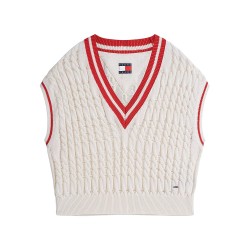 TOMMY JEANS TJW TIPPING V NECK CABLE VEST ΓΥΝΑΙΚΕΙ