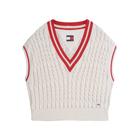 TOMMY JEANS TJW TIPPING V NECK CABLE VEST ΓΥΝΑΙΚΕΙ TOMMY JEANS TJW TIPPING V NECK CABLE VEST ΓΥΝΑΙΚΕΙ