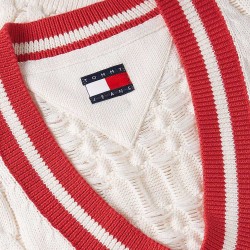 TOMMY JEANS TJW TIPPING V NECK CABLE VEST ΓΥΝΑΙΚΕΙ