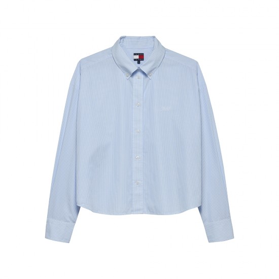 TOMMY JEANS REG CROP STRIPE POPLIN SHIRT