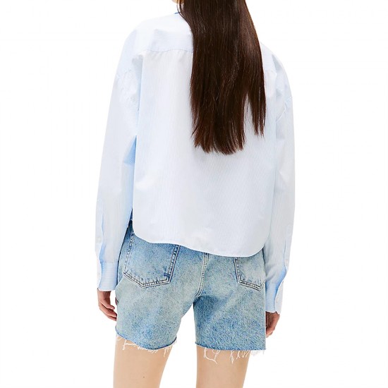 TOMMY JEANS REG CROP STRIPE POPLIN SHIRT